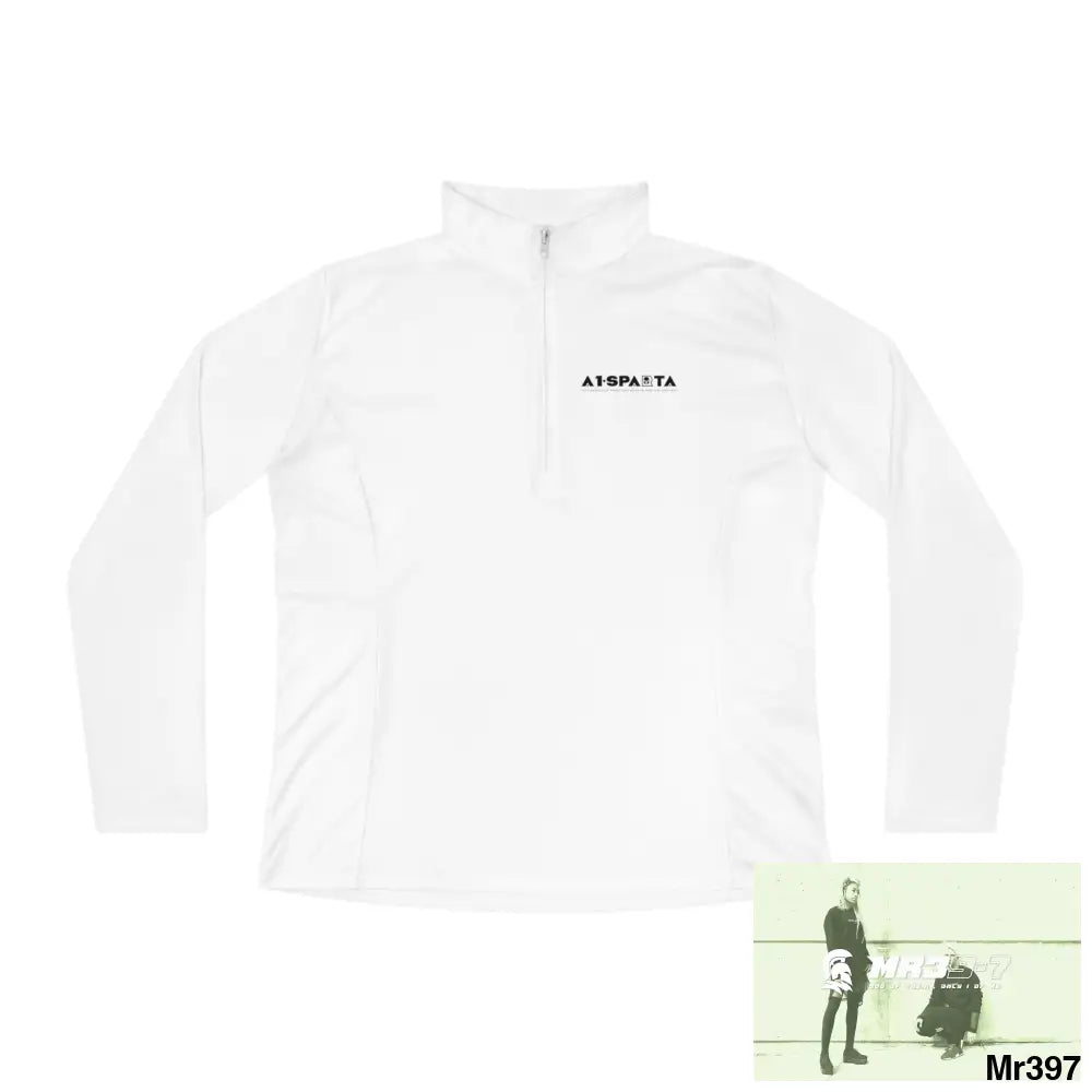 A1- Black Sparta -Ladies Quarter-Zip Pullover White / S Long-sleeve