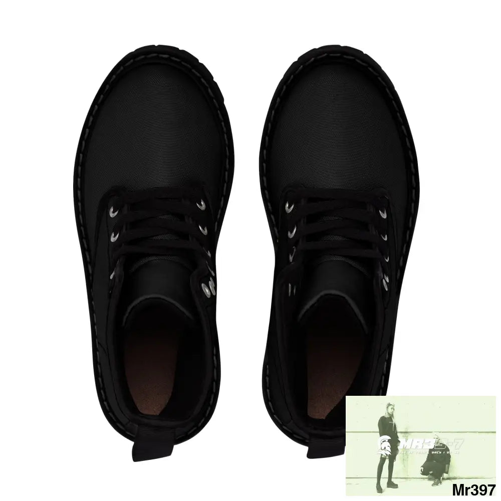 A1-Peace Sparta Black Canvas Boots AOP Shoes