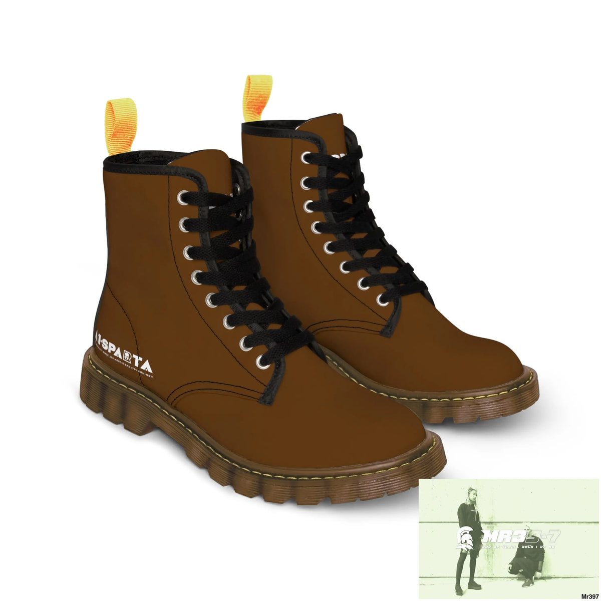 A1-Peace Sparta Black Canvas Boots AOP Shoes