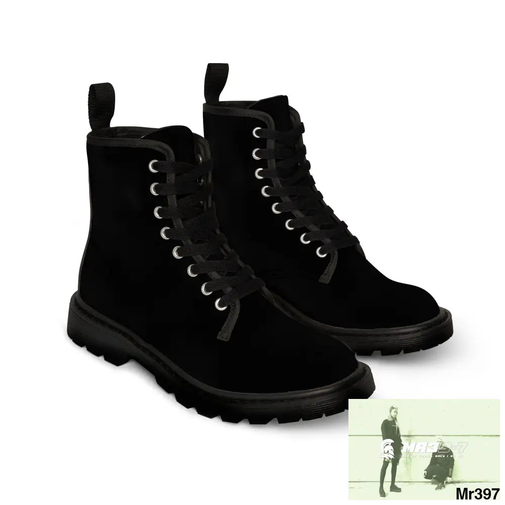 A1-Peace Sparta Black Canvas Boots AOP Shoes