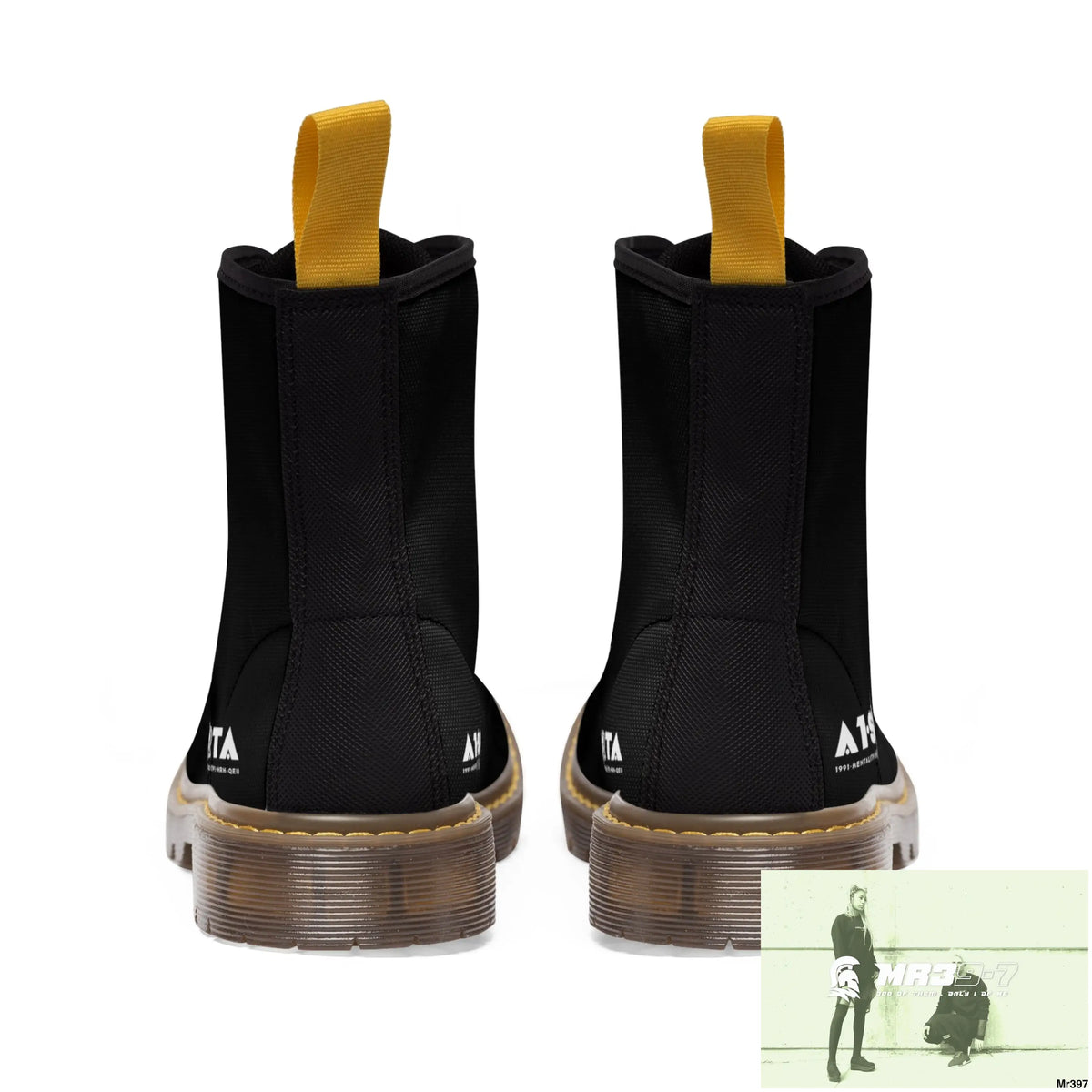 A1-Peace Sparta Black Canvas Boots AOP Shoes