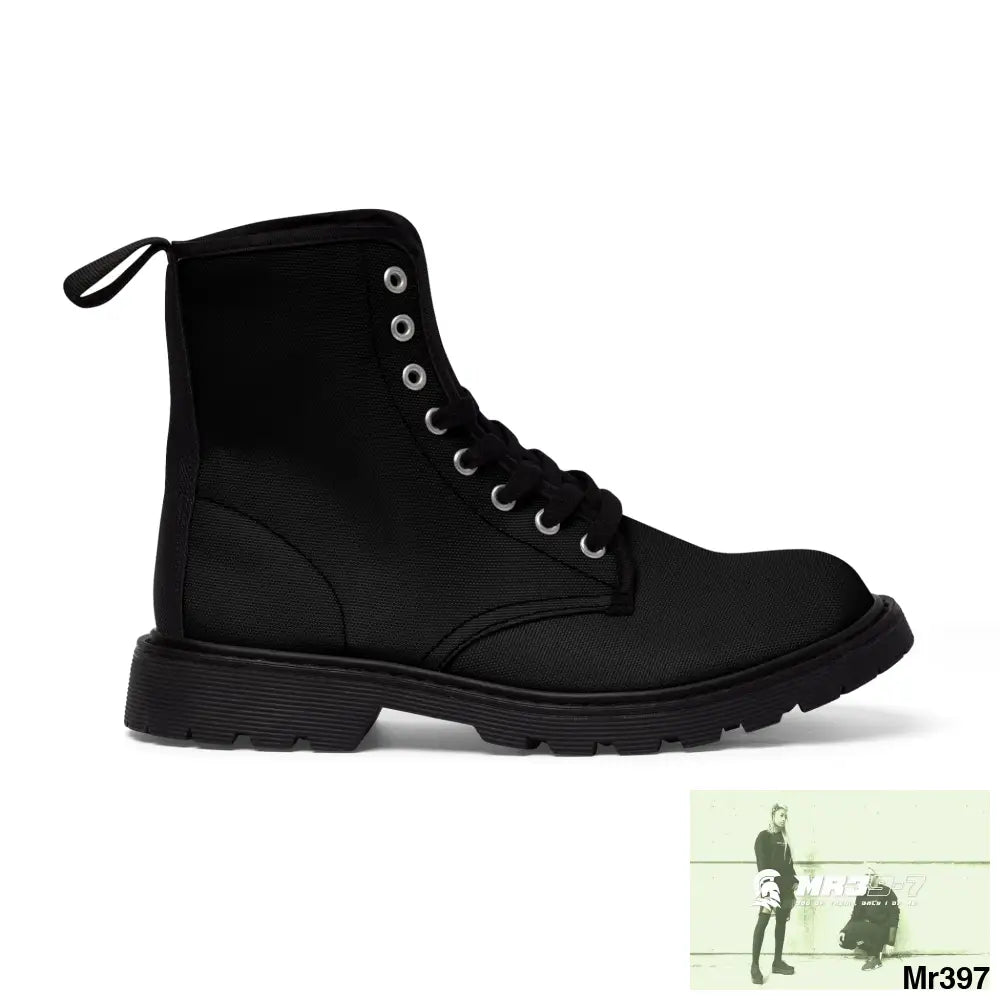 A1-Peace Sparta Black Canvas Boots AOP US 7 / Black sole Shoes