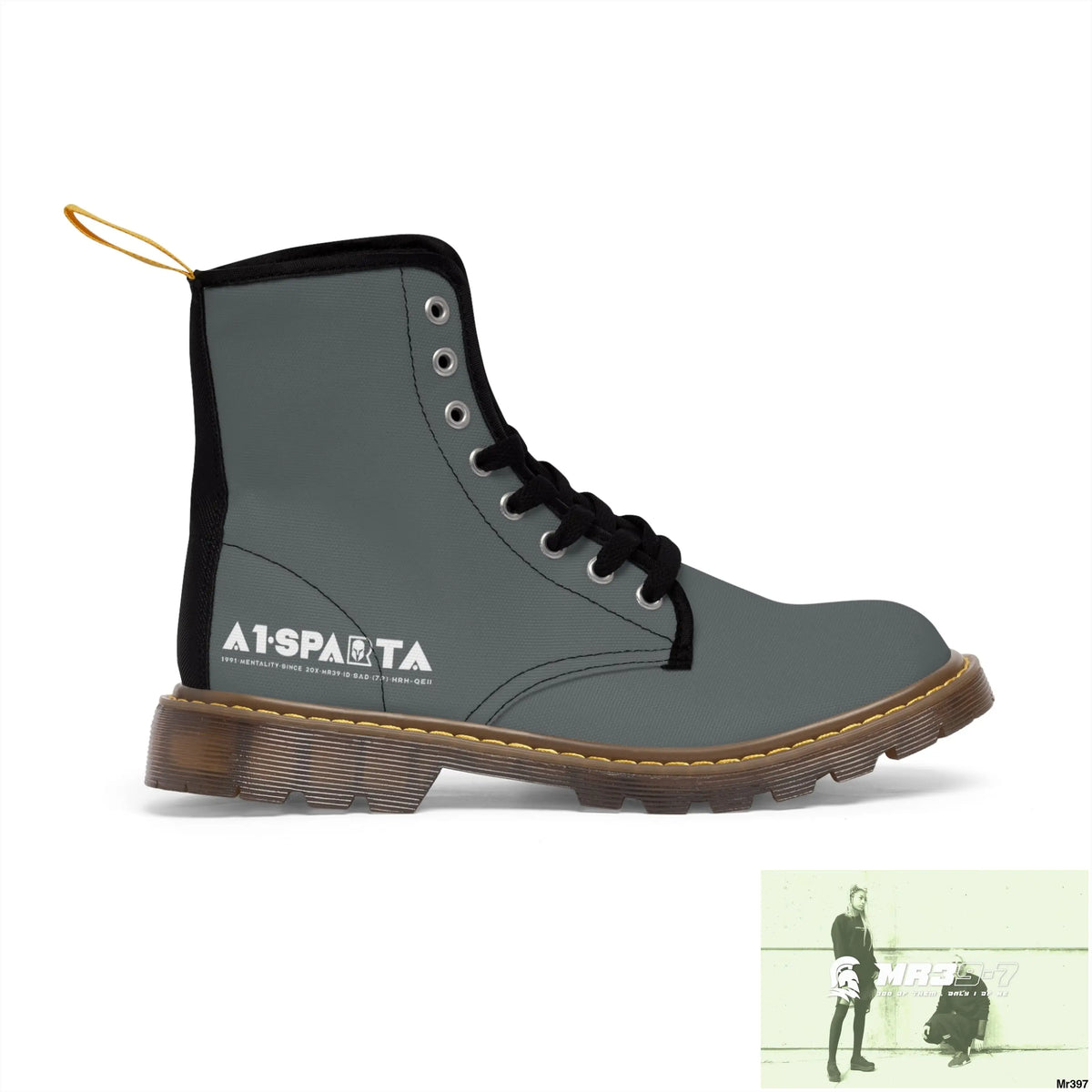 A1-Peace Sparta Grey Canvas Boots AOP Shoes