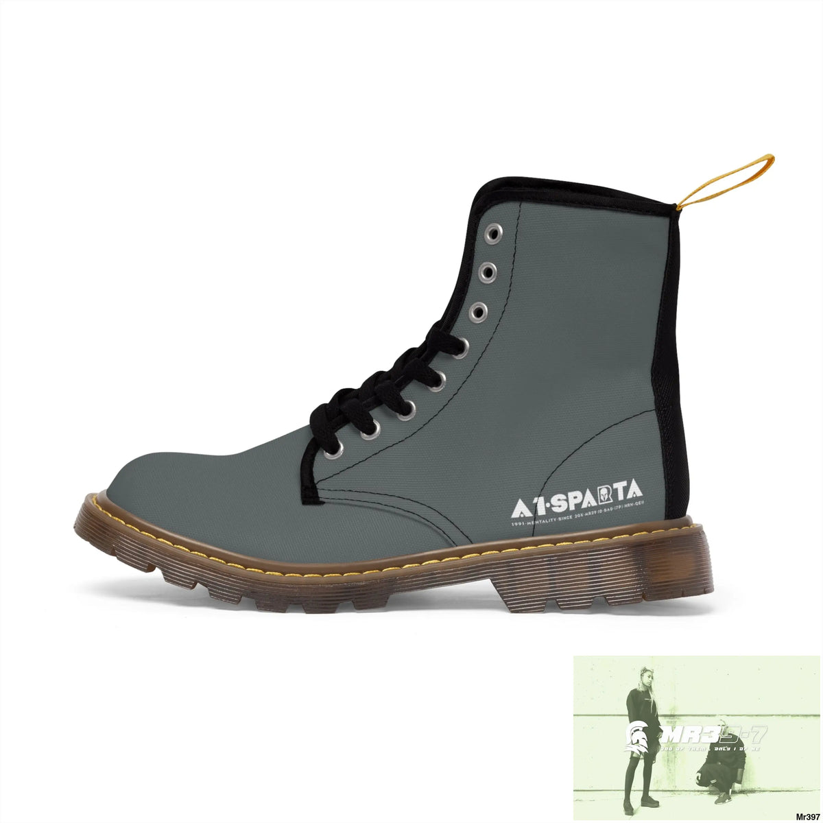 A1-Peace Sparta Grey Canvas Boots AOP Shoes