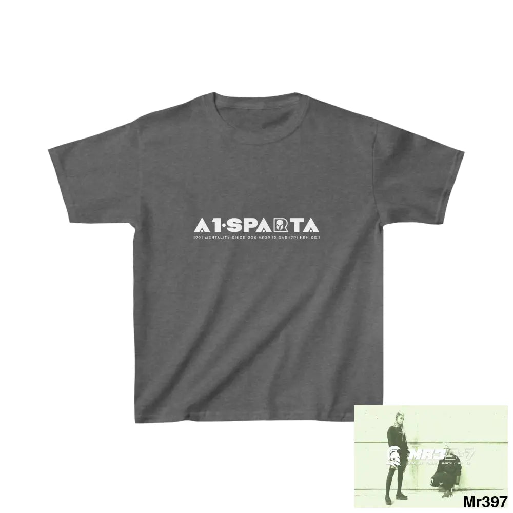 A1- Peace Sparta - Kids Heavy Cotton™ Tee XS / Dark Heather Kids clothes
