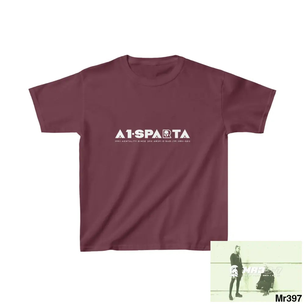 A1- Peace Sparta - Kids Heavy Cotton™ Tee XS / Maroon Kids clothes