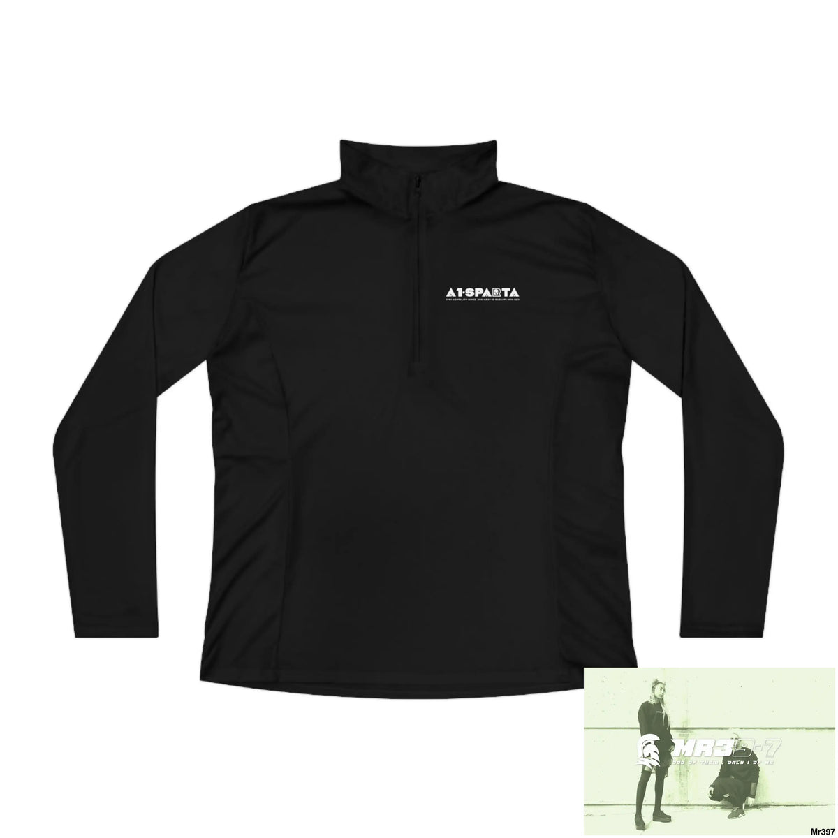 A1- peace Sparta -Ladies Quarter-Zip Pullover Black / M Long-sleeve