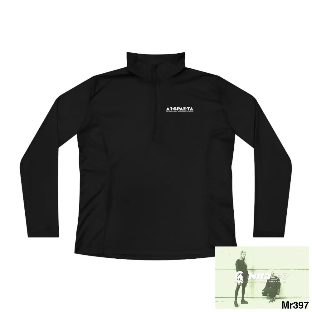 A1- peace Sparta -Ladies Quarter-Zip Pullover Black / M Long-sleeve