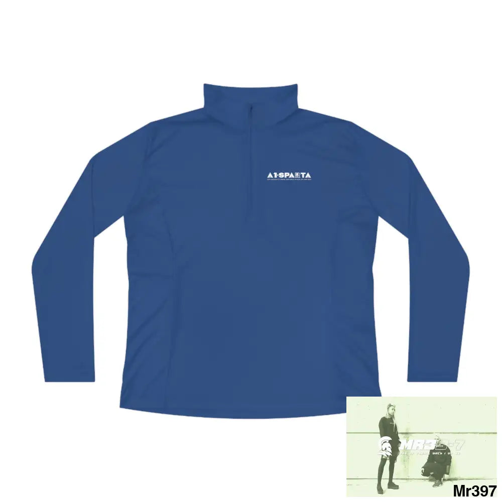 A1- peace Sparta -Ladies Quarter-Zip Pullover True Royal / S Long-sleeve