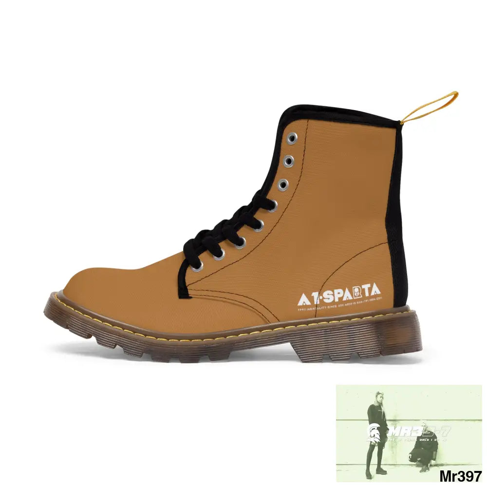 A1-Peace Sparta Light Brown Canvas Boots AOP Shoes