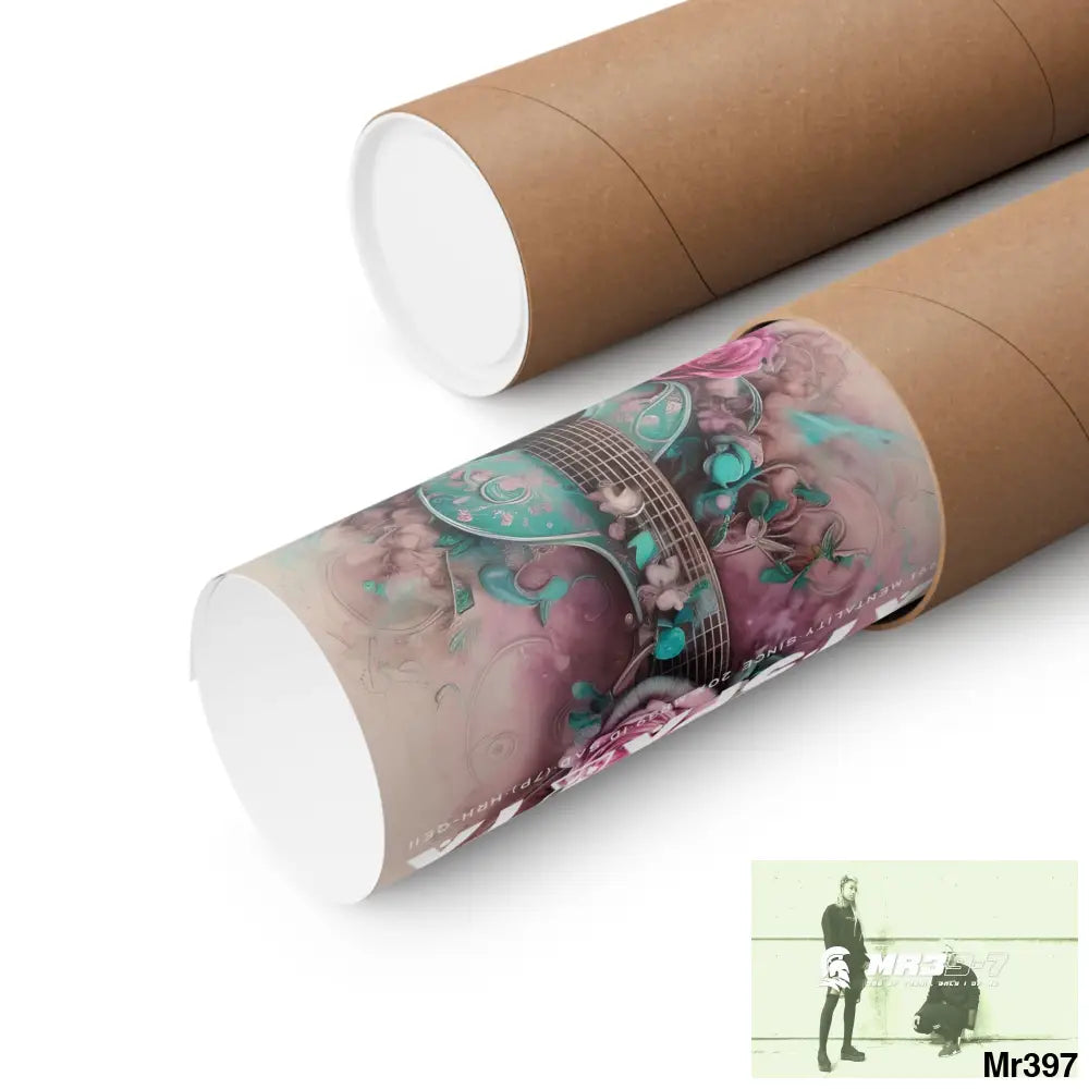 A1.Peace Sparta with pink roses and guitar Matte Vertical Posters Poster