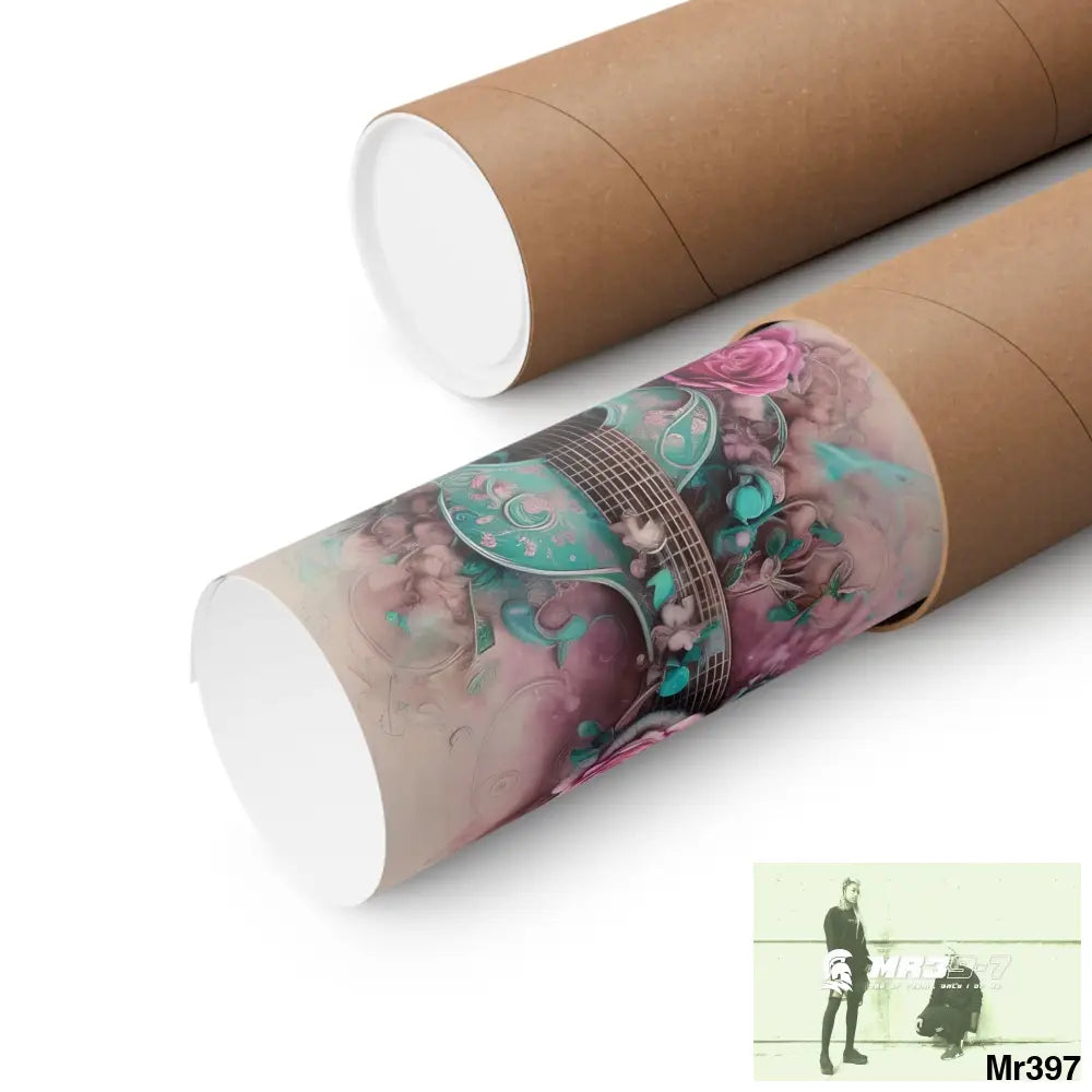 A1.Peace Sparta with pink roses and guitar Matte Vertical Posters Poster