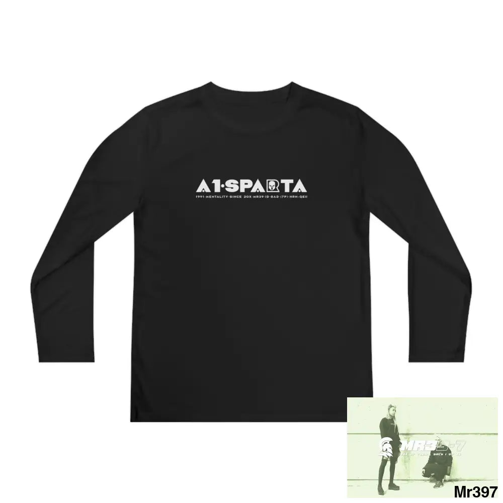 A1-Peace Sparta Youth Long Sleeve Competitor Tee Black / S Kids clothes