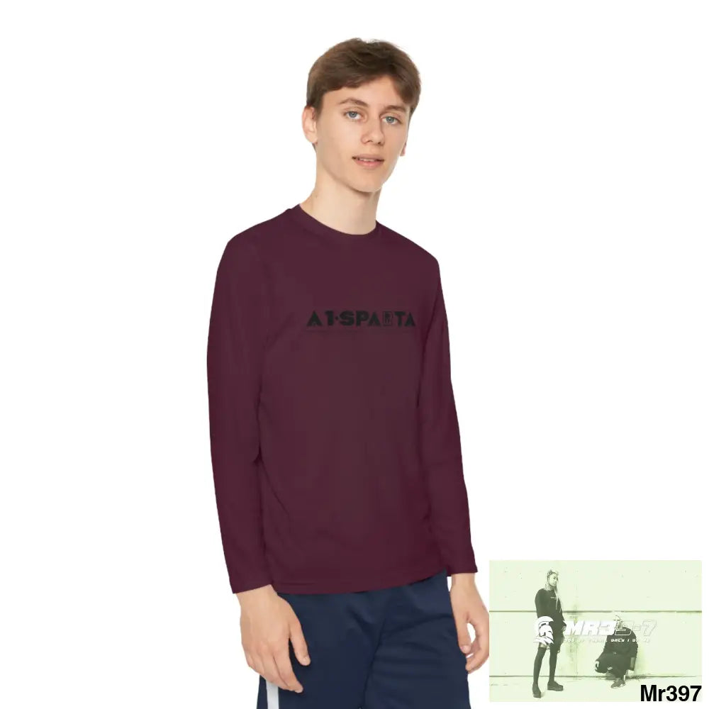 A1-Peace Sparta Youth Long Sleeve Competitor Tee Maroon / S Kids clothes