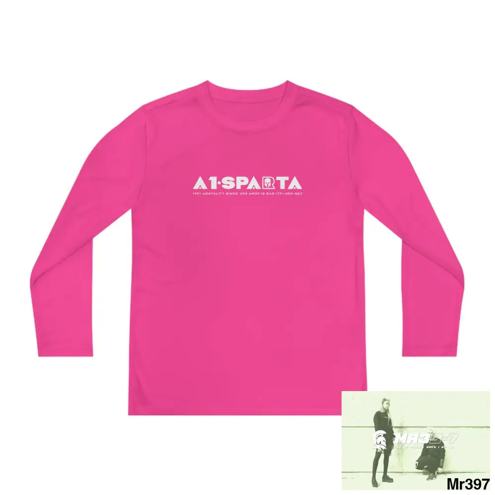A1-Peace Sparta Youth Long Sleeve Competitor Tee Neon Pink / S Kids clothes