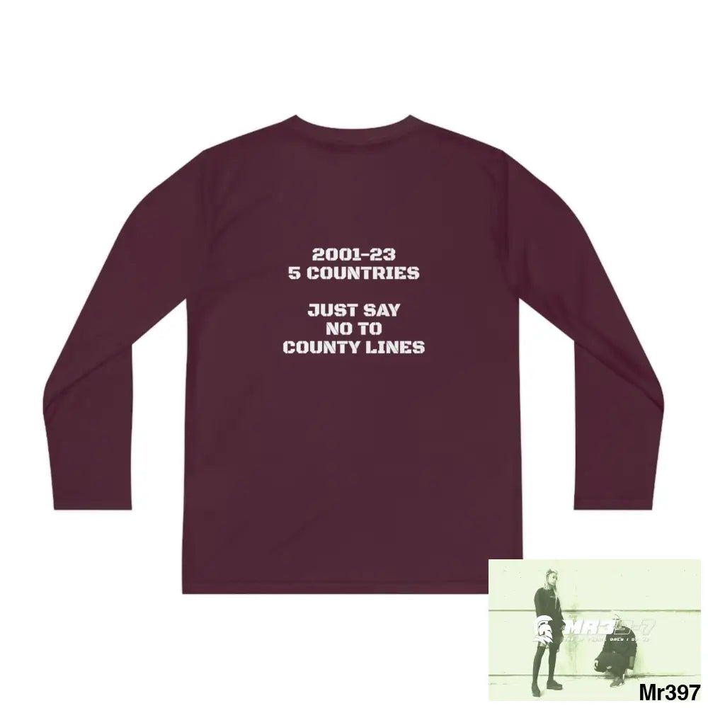 A1-Sparta 2001-23 5 Countries Just Say No To County Lines Youth Long Sleeve Competitor Tee Kids clothes