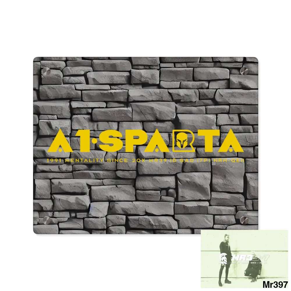 A1-Sparta 3D Dark Black Brick Wall 32k Ultrarealistic High quality Acrylic Wall Art Panels 14″ x 11″ (Horizontal)