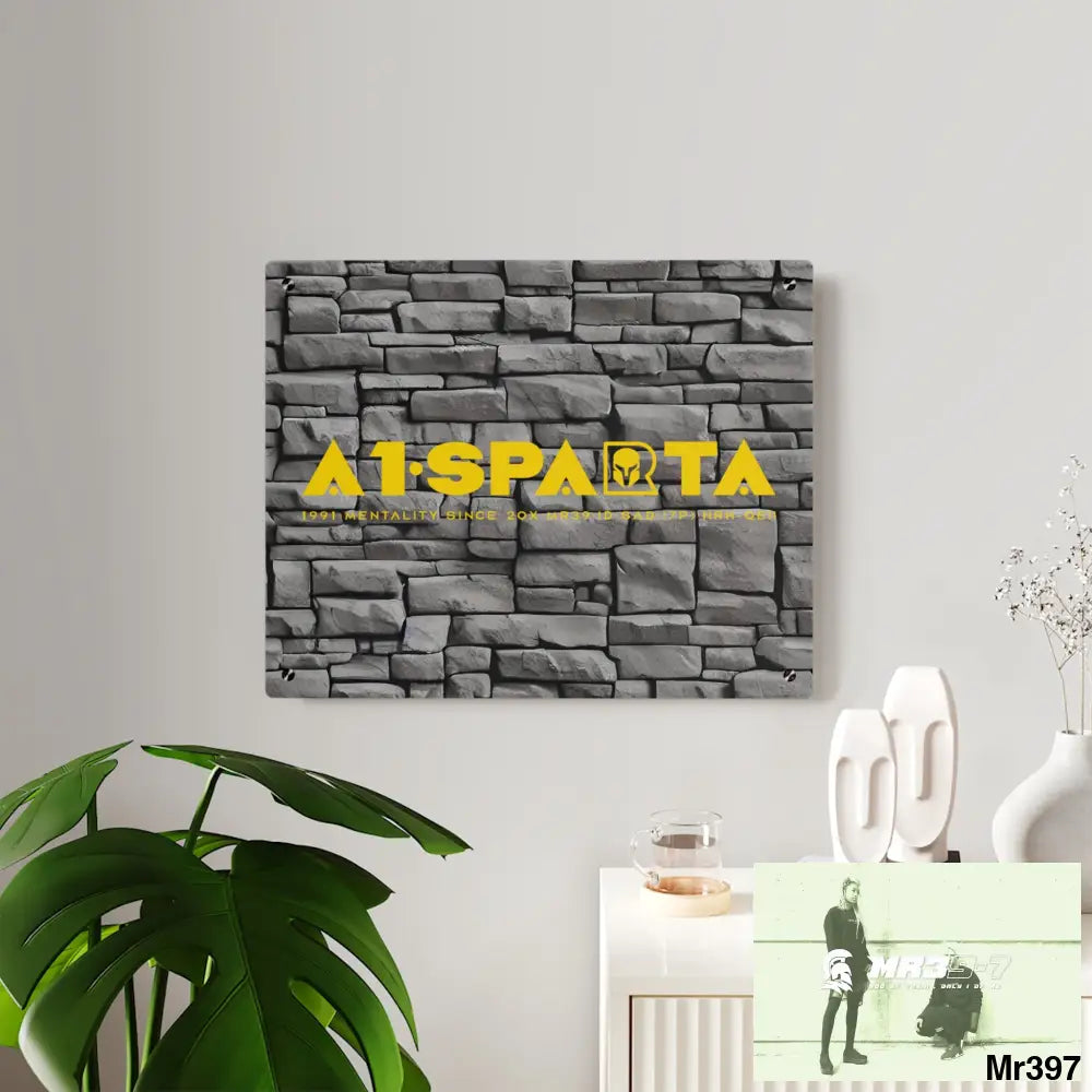 A1-Sparta 3D Dark Black Brick Wall 32k Ultrarealistic High quality Acrylic Wall Art Panels Home Decor
