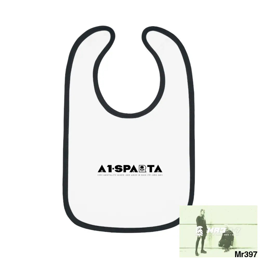 A1-Sparta Baby Contrast Trim Jersey Bib White/Black / One size Kids clothes