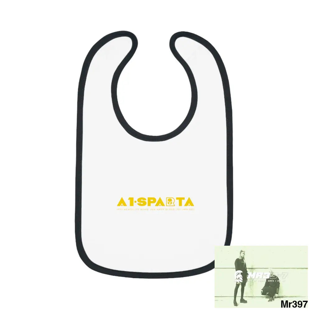 A1-Sparta Baby Contrast Trim Jersey Bib White/Black / One size Kids clothes