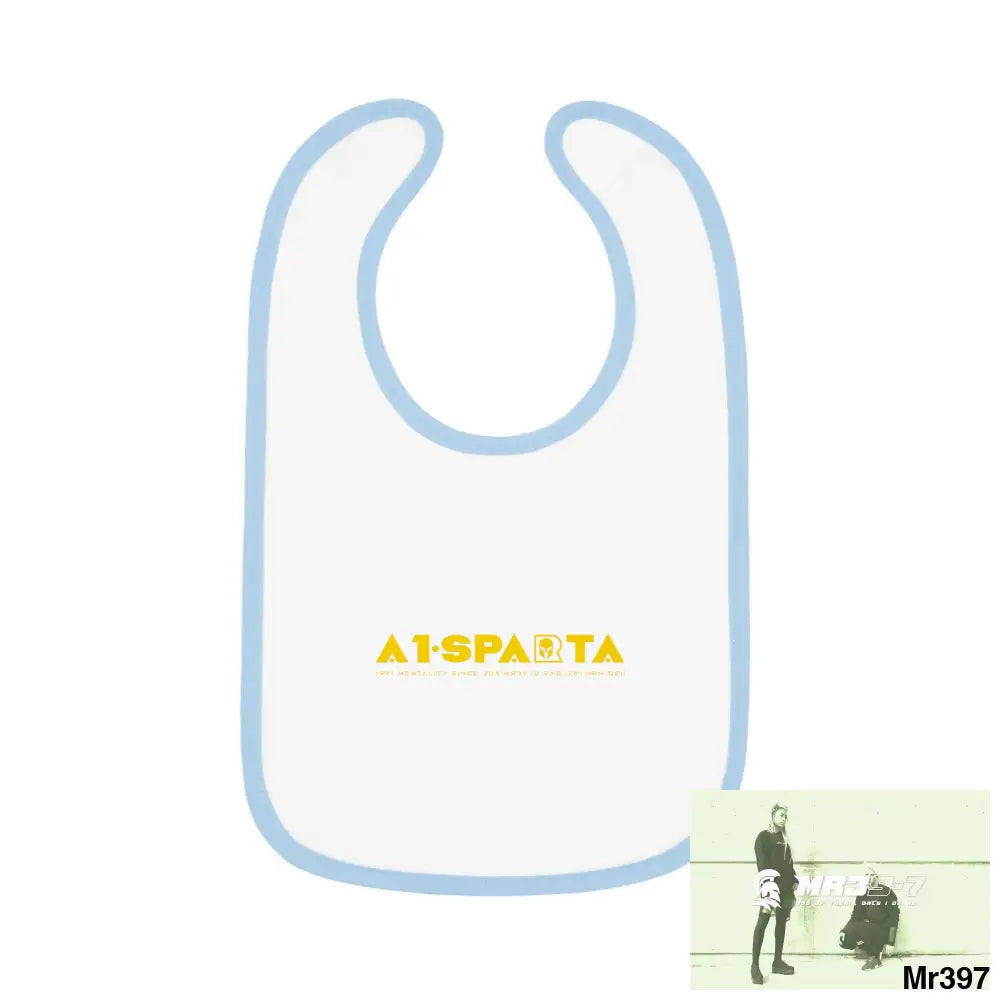 A1-Sparta Baby Contrast Trim Jersey Bib White/Light Blue / One size Kids clothes