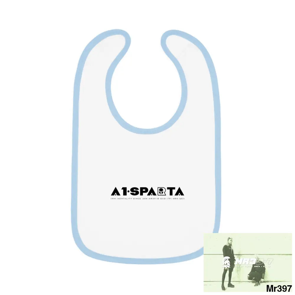 A1-Sparta Baby Contrast Trim Jersey Bib White/Light Blue / One size Kids clothes