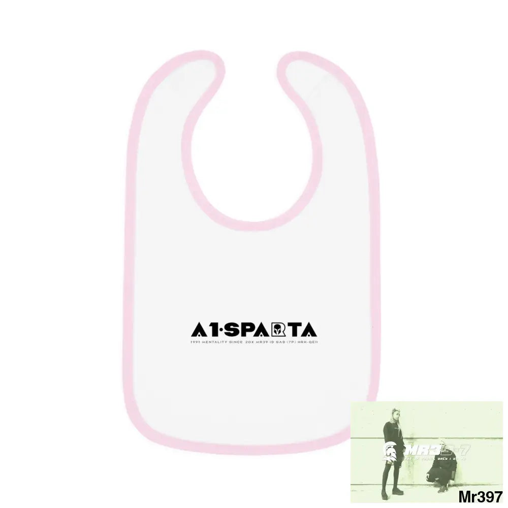 A1-Sparta Baby Contrast Trim Jersey Bib White/Pink / One size Kids clothes