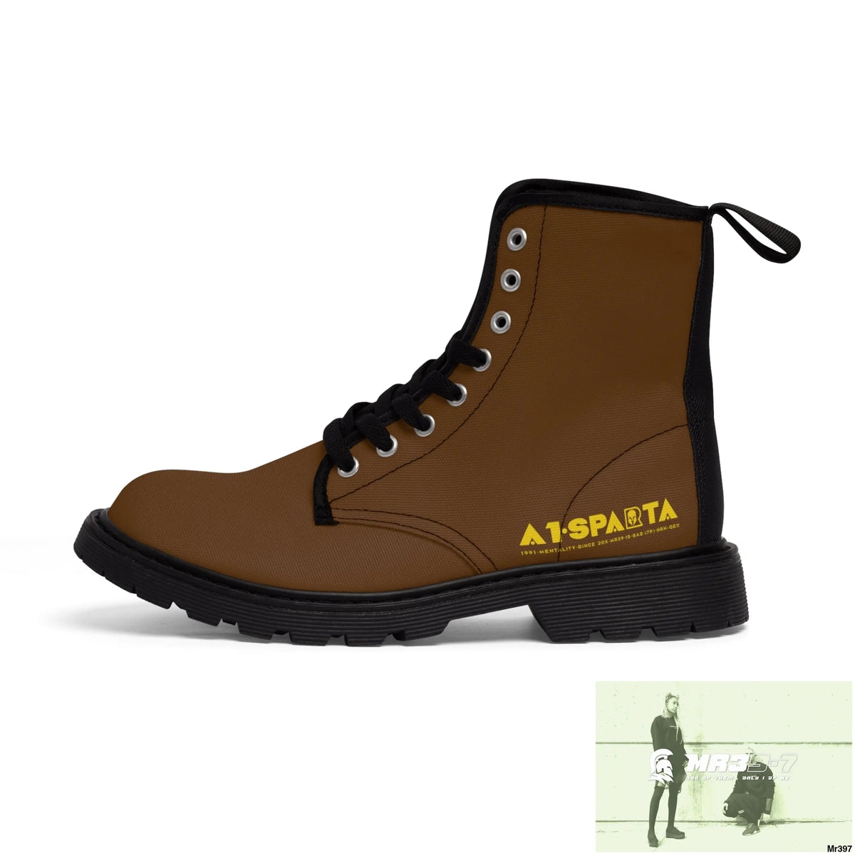 A1-Sparta Black Canvas Boots AOP Shoes