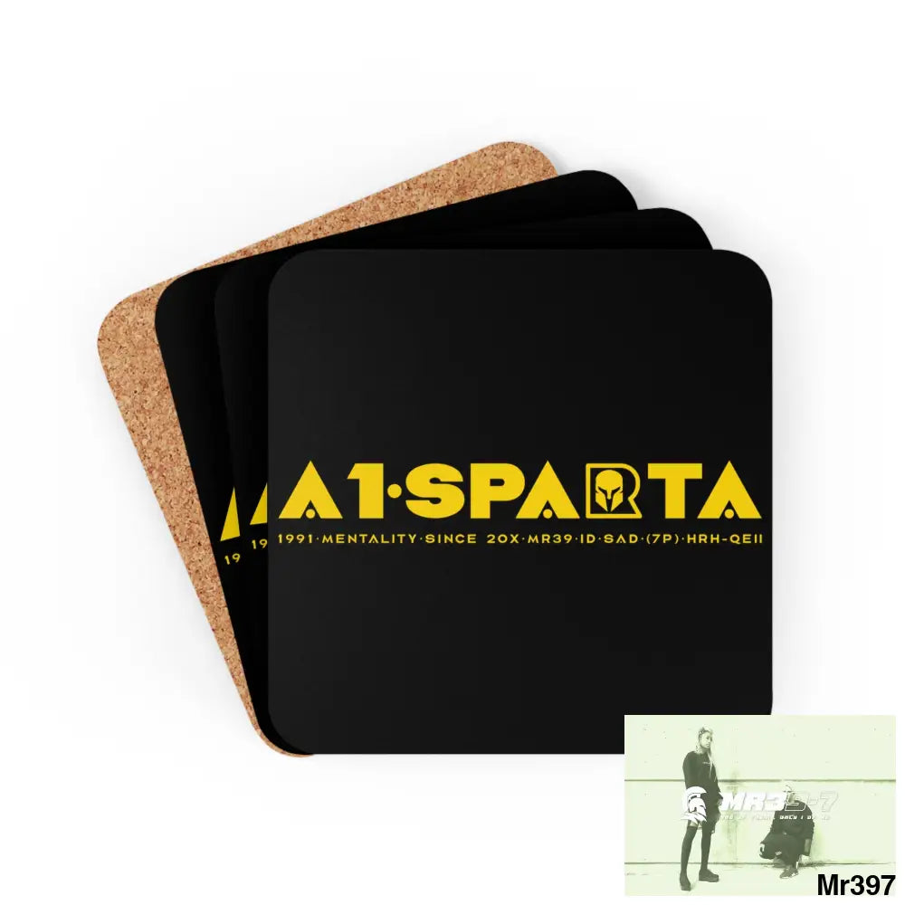A1-Sparta Corkwood Coaster Set Cork / 3.75’’ × 3.75’’ / Square Home Decor