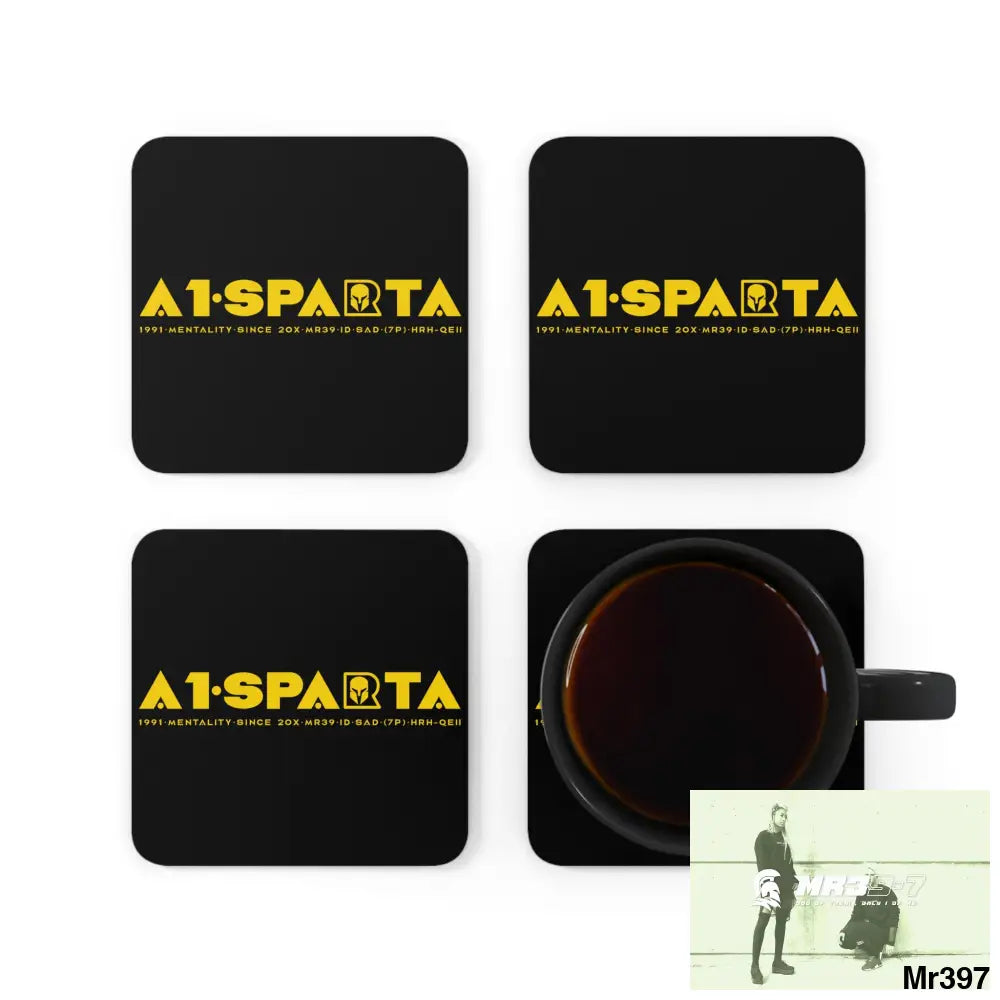 A1-Sparta Corkwood Coaster Set Cork / 3.75’’ × 3.75’’ / Square Home Decor
