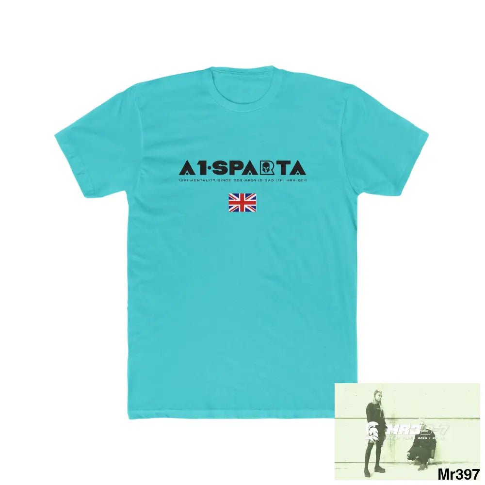 A1-Sparta Dahab Men’s Cotton Crew Tee Solid Tahiti Blue / S T-Shirt