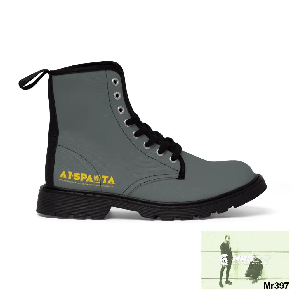 A1-Sparta Dark Grey Canvas Boots AOP Shoes
