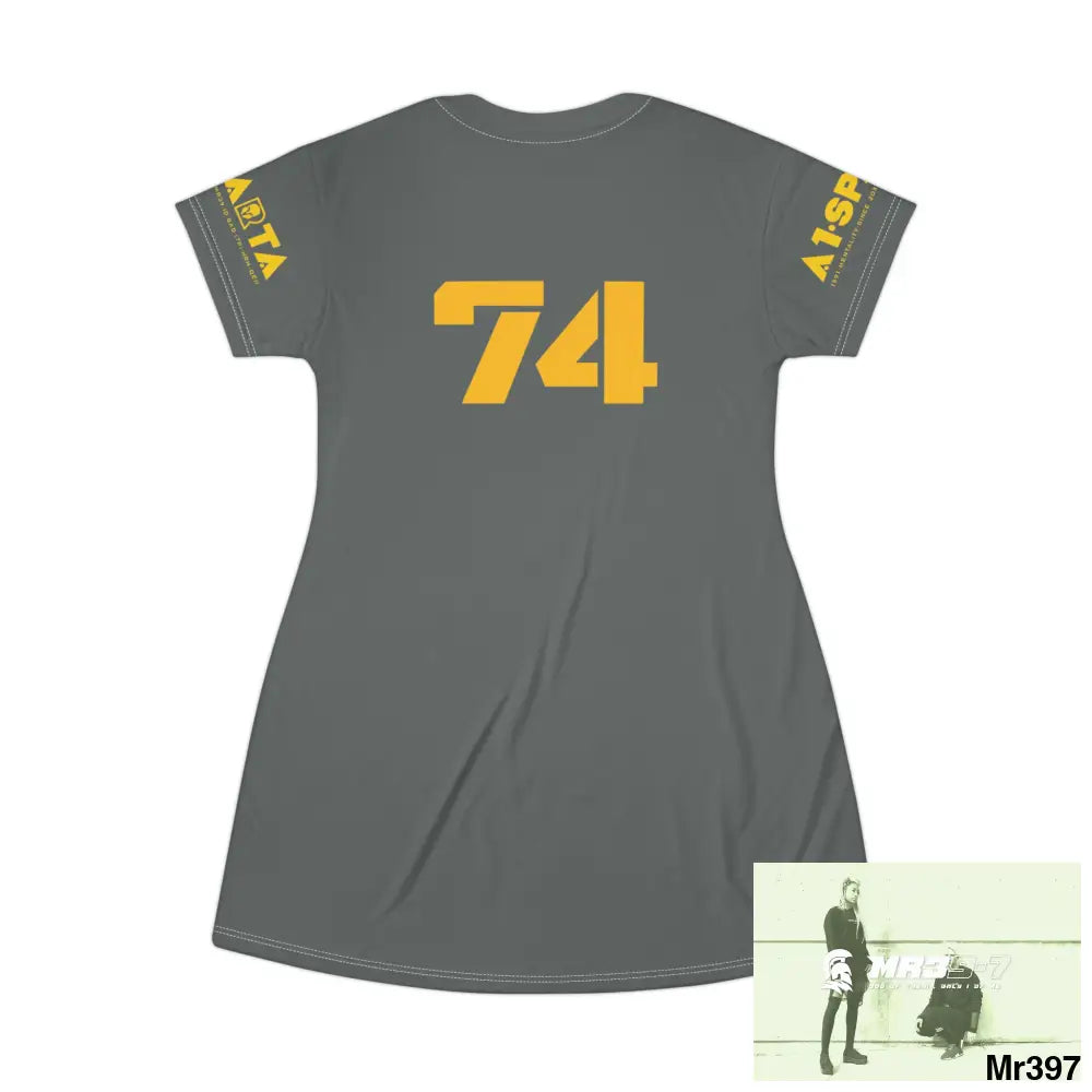 A1-Sparta Dark Grey T-Shirt Dress (AOP) All Over Prints