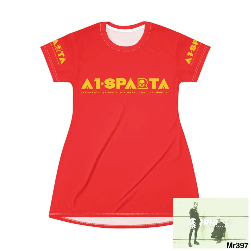 A1-Sparta Dark Grey T-Shirt Dress (AOP) XS All Over Prints