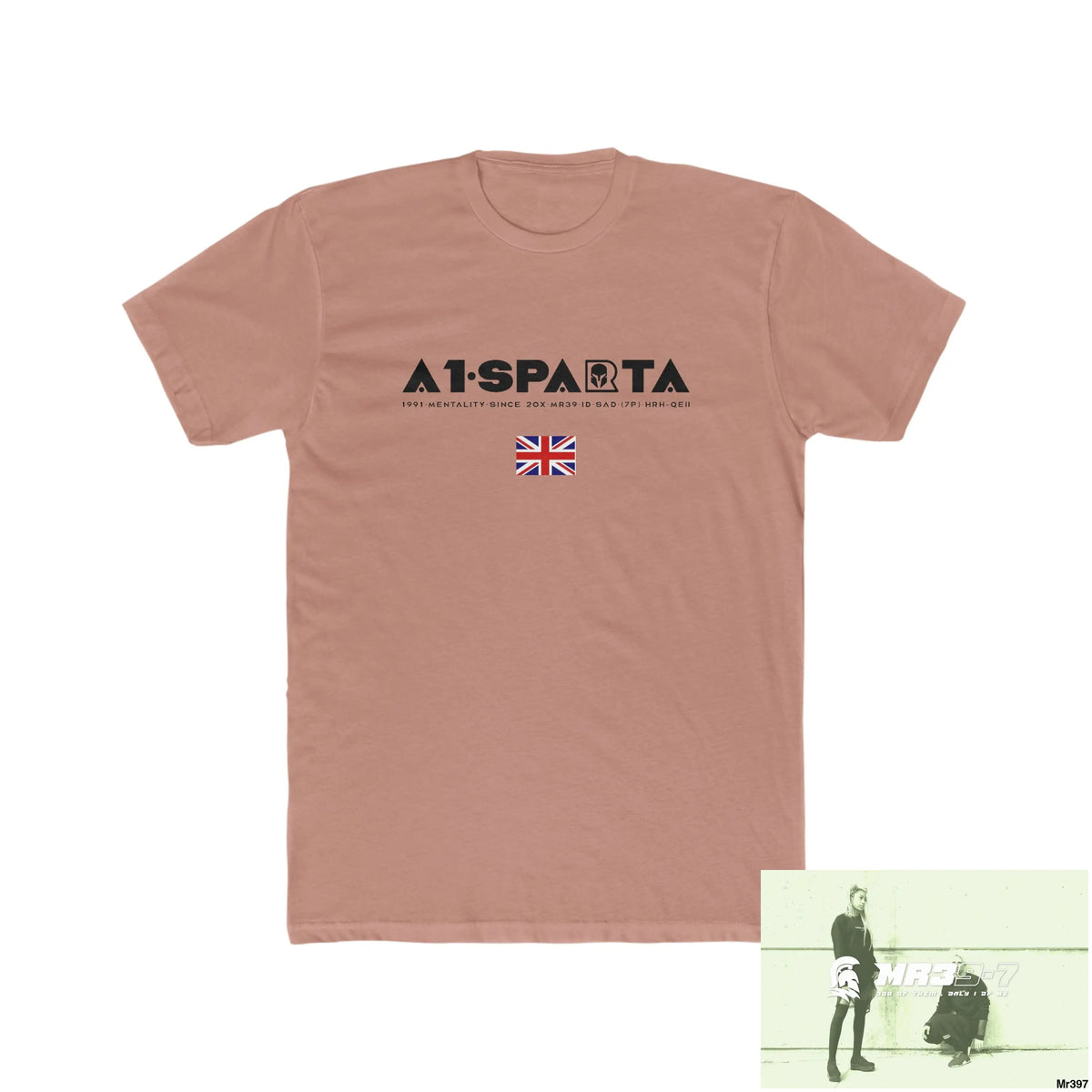 A1-Sparta Drugs back please ? Men’s Cotton Crew Tee Solid Desert Pink / S T-Shirt