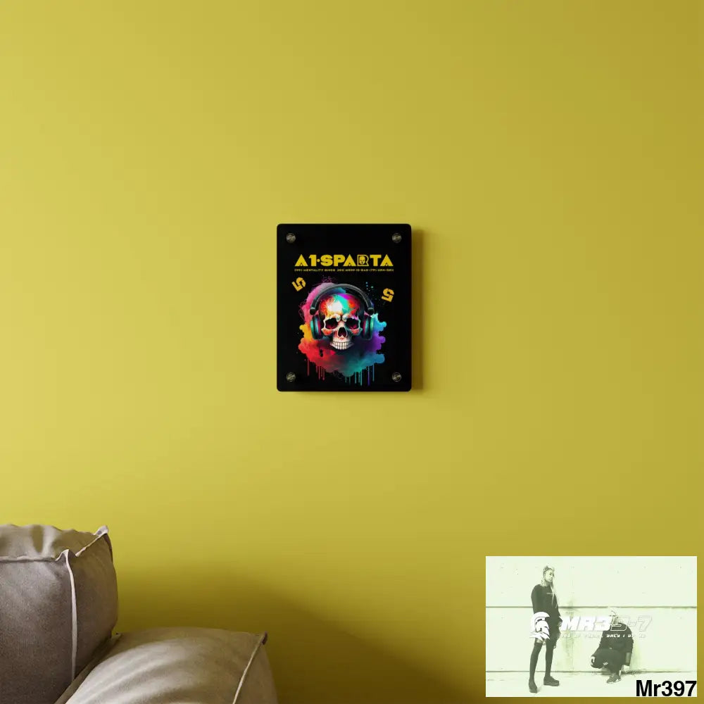 A1-Sparta E + 5 Colourful Skull Headphones Acrylic Wall Art Panels Home Decor