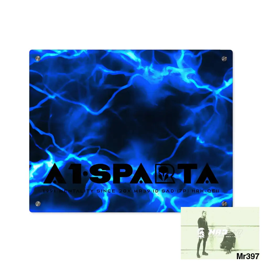 A1-Sparta Electric Blue Acrylic Wall Art Panels 20″ x 16″ (Horizontal) / 0.25’’ Home Decor