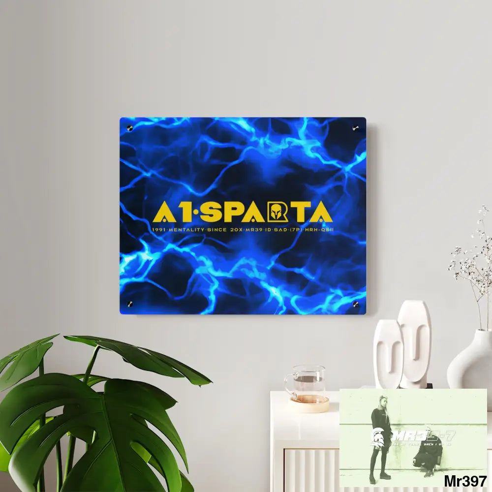 A1-Sparta Electric Blue Acrylic Wall Art Panels Home Decor