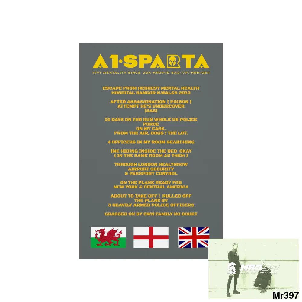 A1-Sparta Escape from Hergest MH Hospital 2013 Matte Vertical Posters Poster