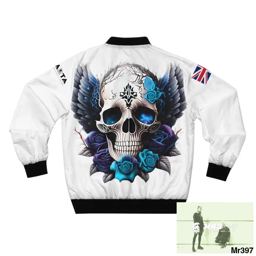 A1•Sparta GBR Gothic Skull with Wings and Roses Men’s Bomber Jacket (AOP) All Over Prints