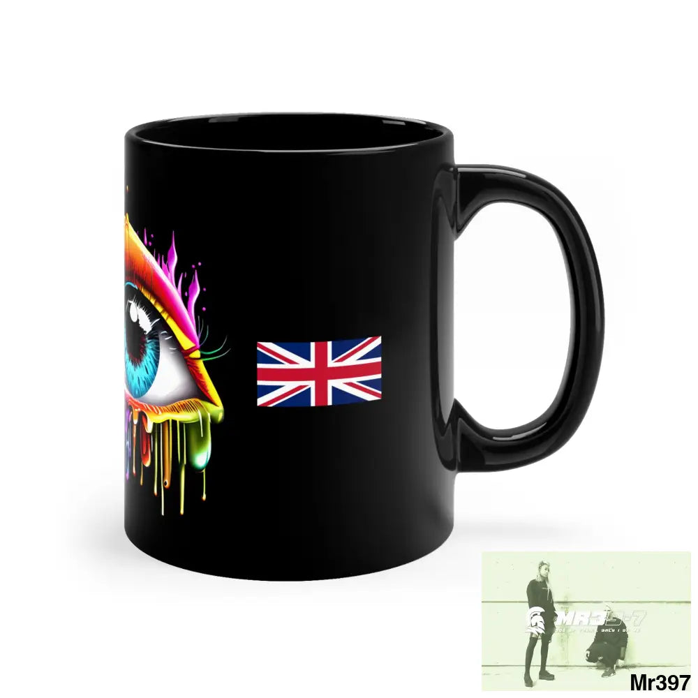 A1- Sparta GBR Multicoloured dripping eye 11oz Black Mug 11oz Mug