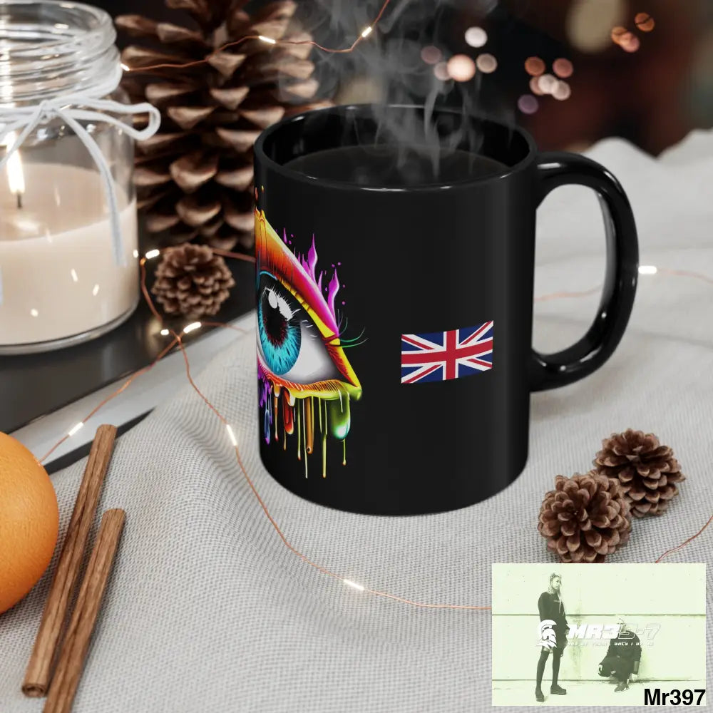 A1- Sparta GBR Multicoloured dripping eye 11oz Black Mug 11oz Mug