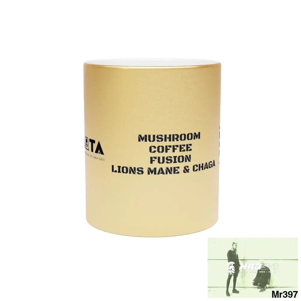 A1•Sparta GBR Mushroom Coffee Fusion Lions Mane & Chaga Metallic Mug (Silver\Gold) 11oz / Gold Mug