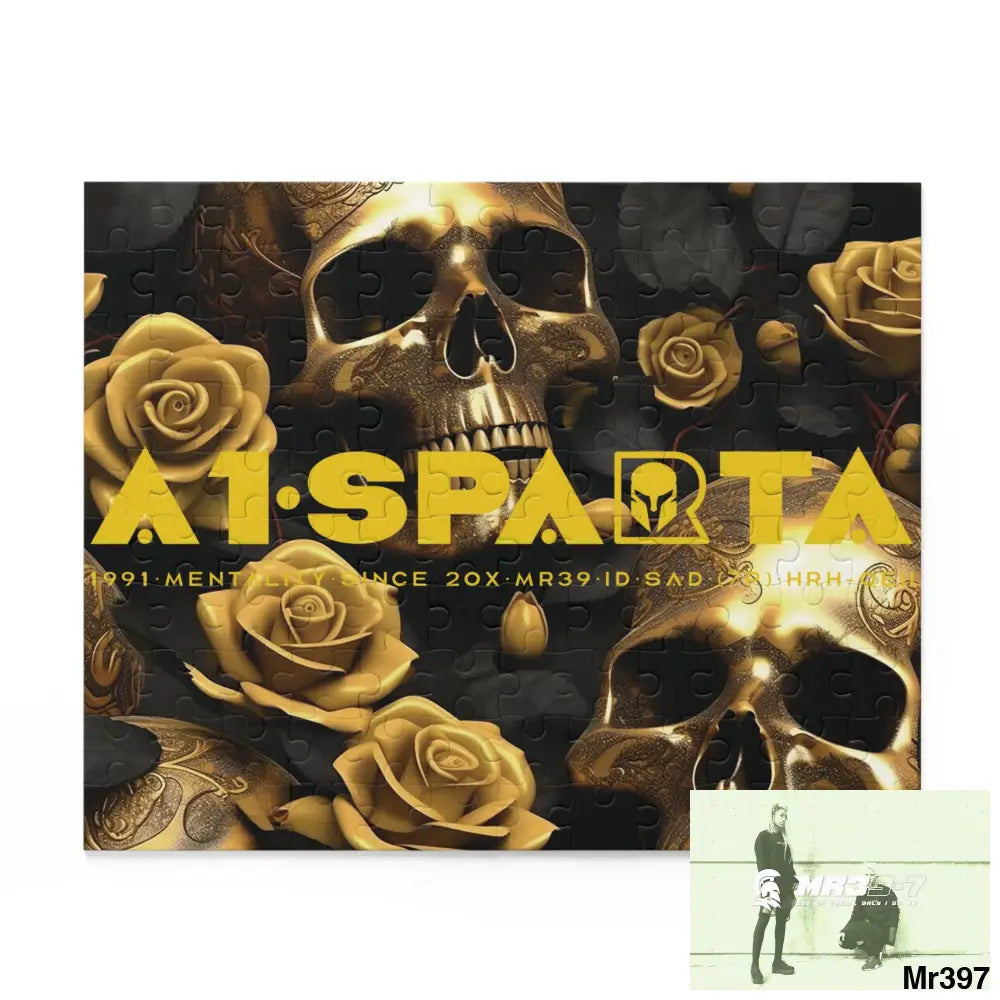 A1.Sparta Gold Gothic skulls & Roses Puzzle (120 252 500-Piece) 10’’ × 8’’ (120 pcs) Puzzle