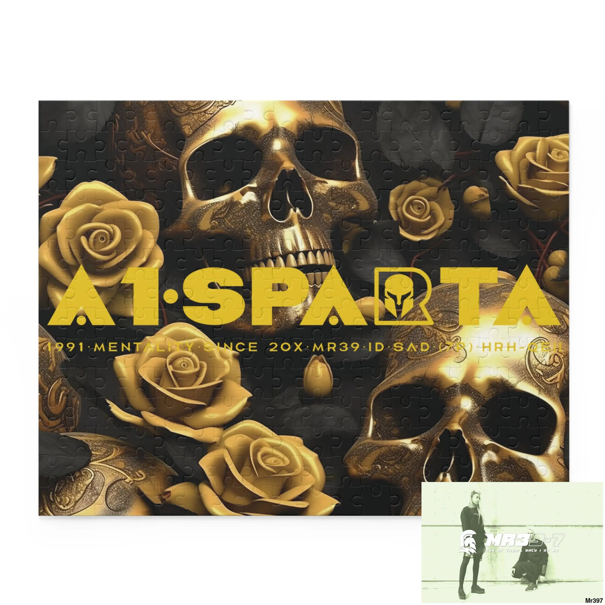 A1.Sparta Gold Gothic skulls & Roses Puzzle (120 252 500-Piece) 14’’ × 11’’ (252 pcs) Puzzle