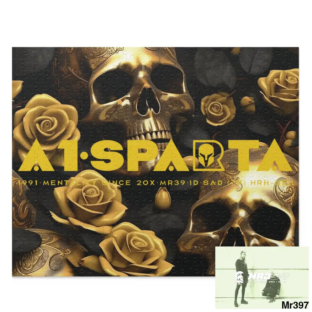 A1.Sparta Gold Gothic skulls & Roses Puzzle (120 252 500-Piece) 20’’ × 16’’ (500 pcs) Puzzle