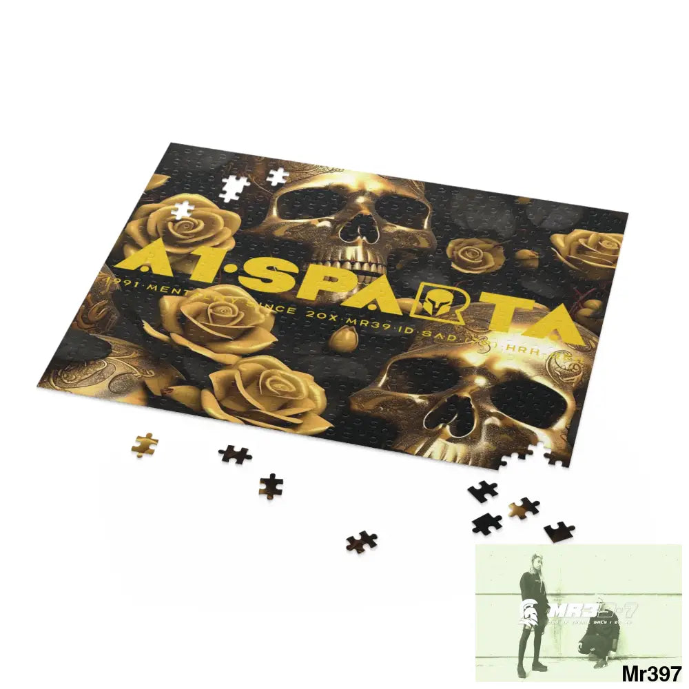 A1.Sparta Gold Gothic skulls & Roses Puzzle (120 252 500-Piece) Puzzle