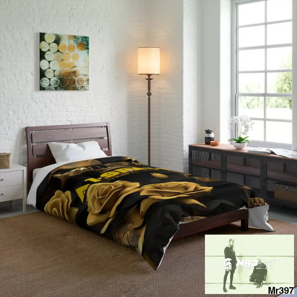 A1-Sparta Gold Skulls & Roses Comforter Home Decor