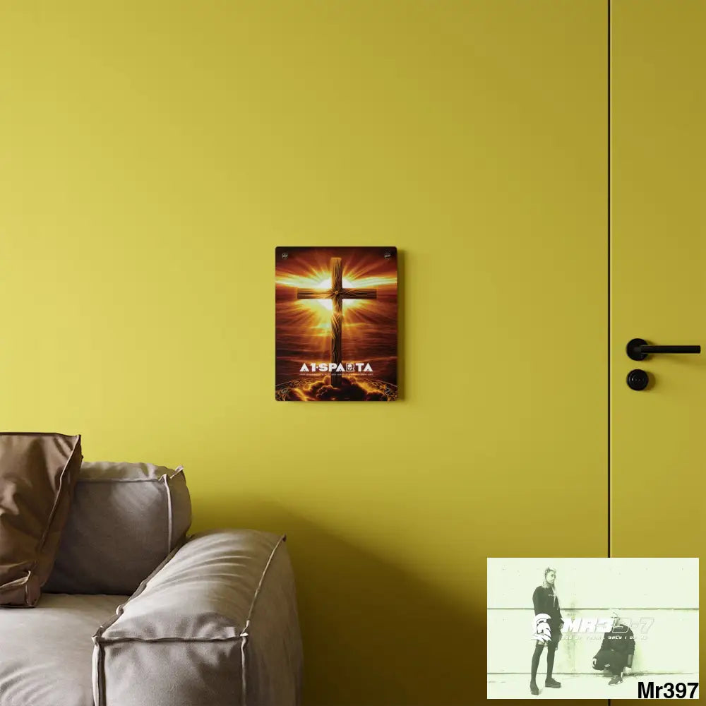 A1-Sparta Golden Sunrise Old Rugged Cross Celestial Ambient Faith Hyper Realistic Acrylic Wall Art Panels Home Decor