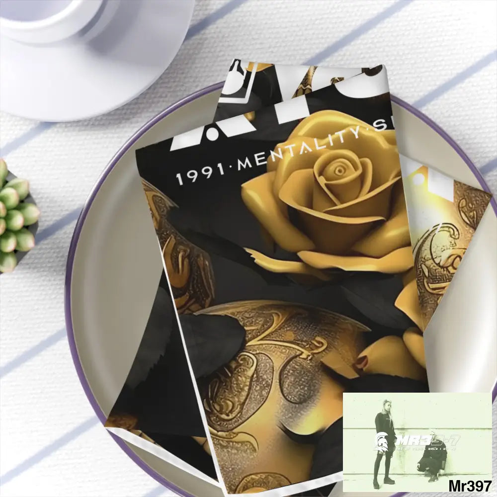 A1-Sparta Gothic Skulls & Roses Napkins 4-piece set / White / 19’’ × 19’’ Accessories